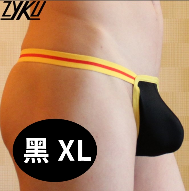 【ZYKU】冰絲鬥士盾丁字褲(黑 XL)A34503♥
