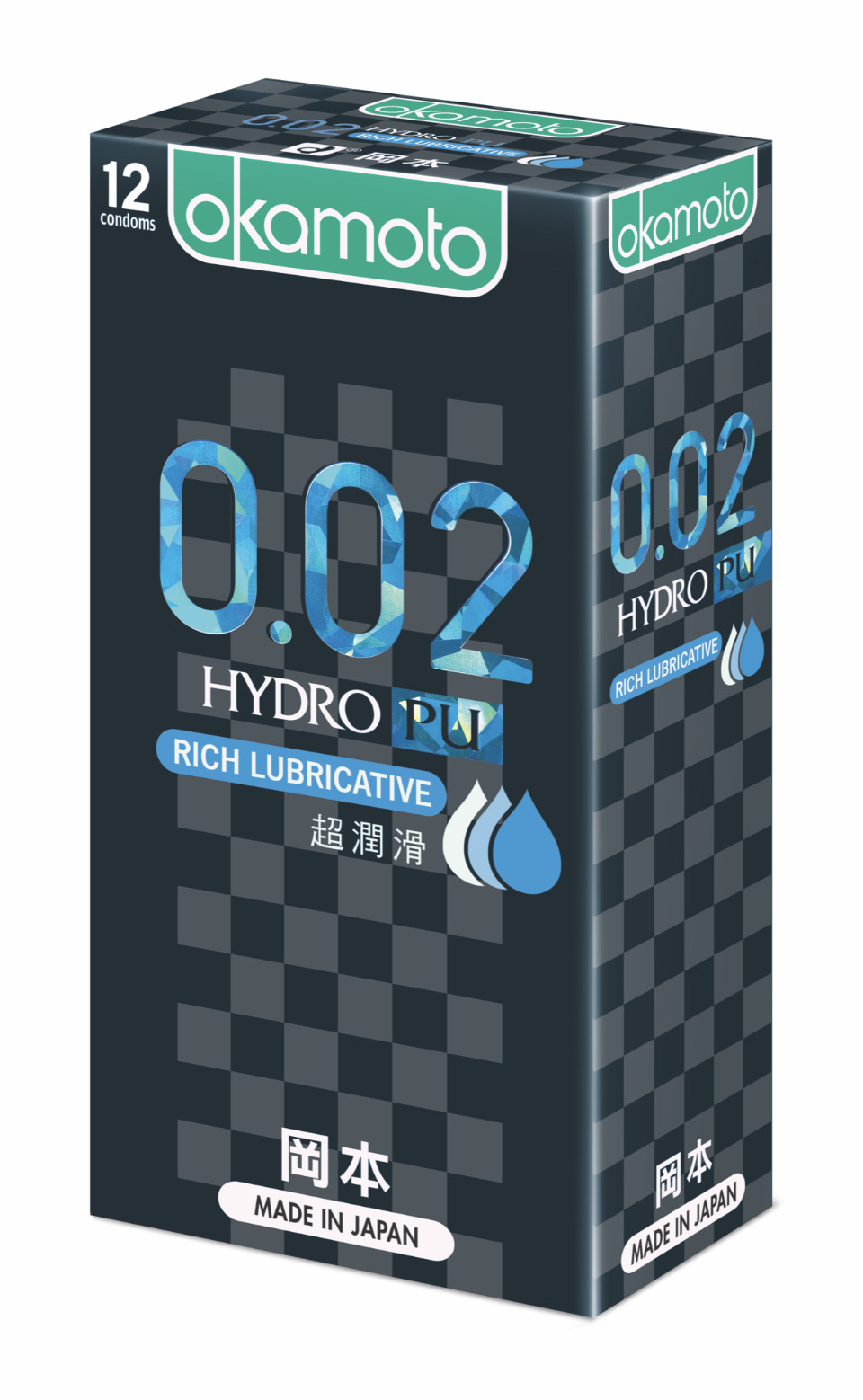 【58mm】OKAMOTO 日本岡本‧岡本 002 RL 超潤滑水感勁薄 HYDRO Large 加大尺寸 12入裝保險套