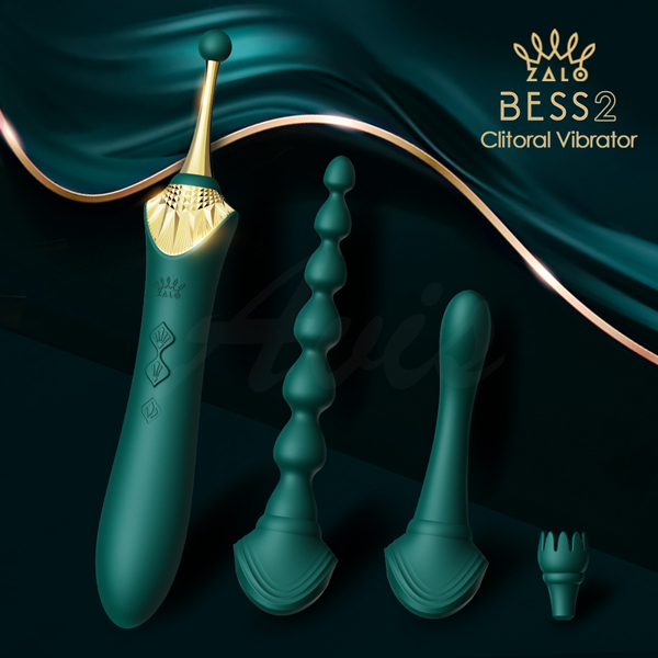 Zalo｜Bess 2｜秒高潮多用途陰蒂震動器-綠色【8*8震動頻率+智能加溫+充電款】噴水帝后(音波棒 聲波棒)♥