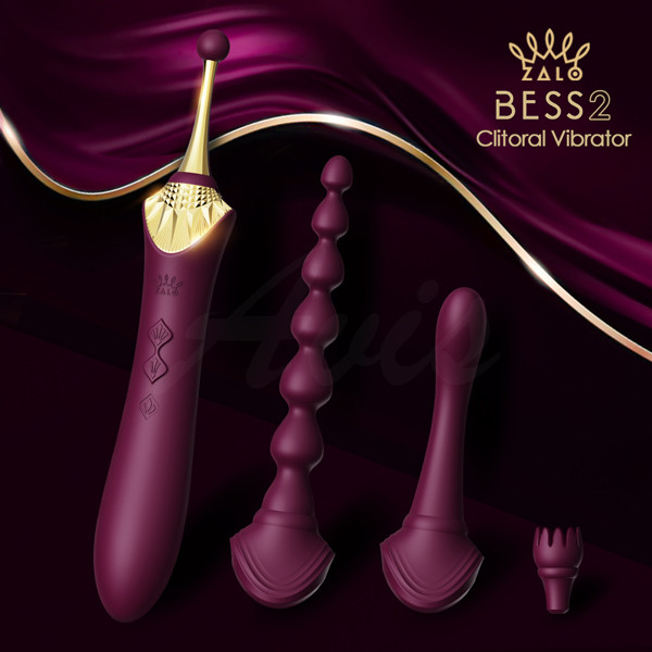 Zalo｜Bess 2｜秒高潮多用途陰蒂震動器-紫紅色【8*8震動頻率+智能加溫+充電款】噴水帝后(音波棒 聲波棒)♥