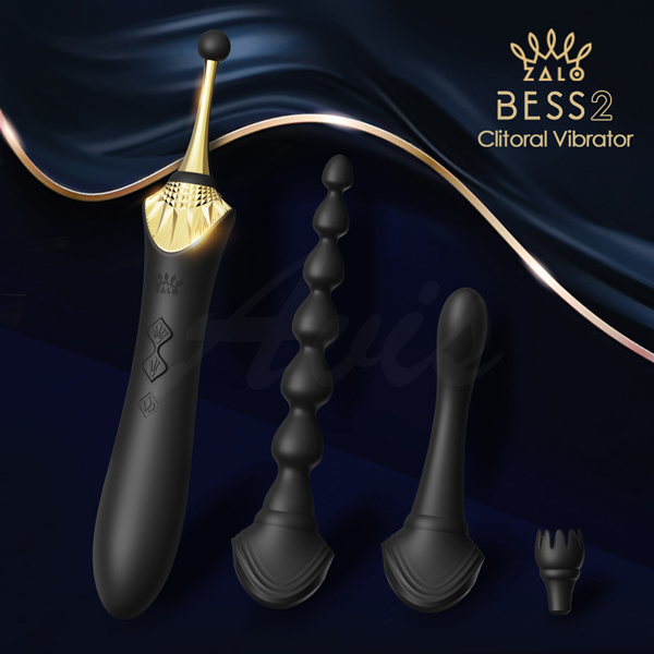 Zalo｜Bess 2｜秒高潮多用途陰蒂震動器 黑色【8*8震動頻率+智能加溫+充電款】噴水帝后(音波棒 聲波棒)♥