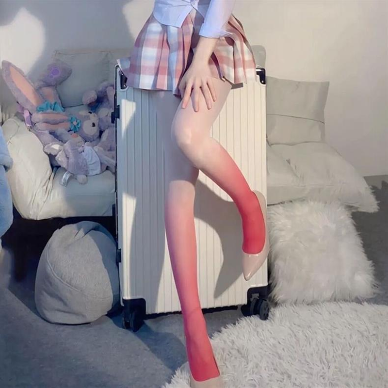 漸變絲襪 連褲襪糖果彩色百搭顯瘦漸層美腿打底襪 (粉) ♥