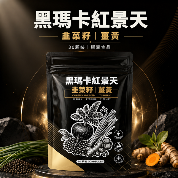 店長推薦!台灣製造 黑瑪卡紅景天膠囊｜韭菜籽・薑黃複方｜30顆裝